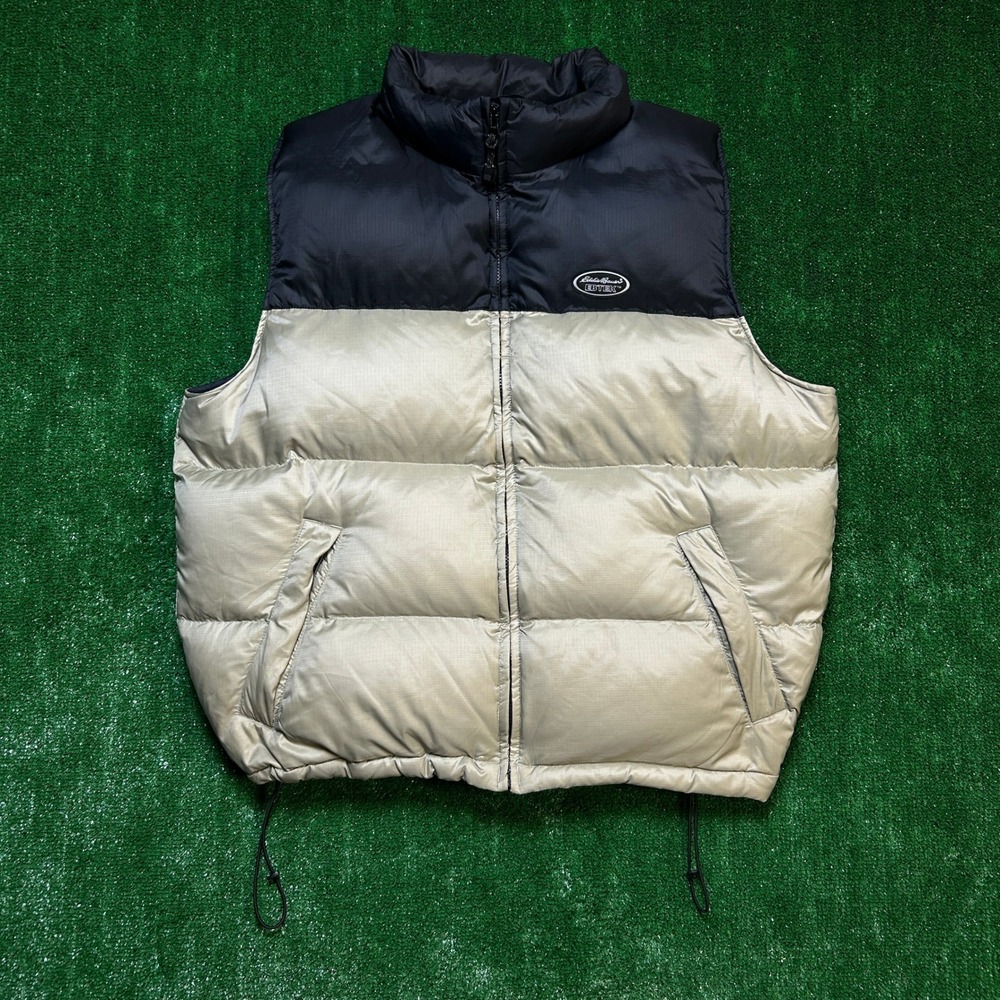 Eddie Bauer EBTEK Goose Down Puffer Vest Two Tone Black Silver XL